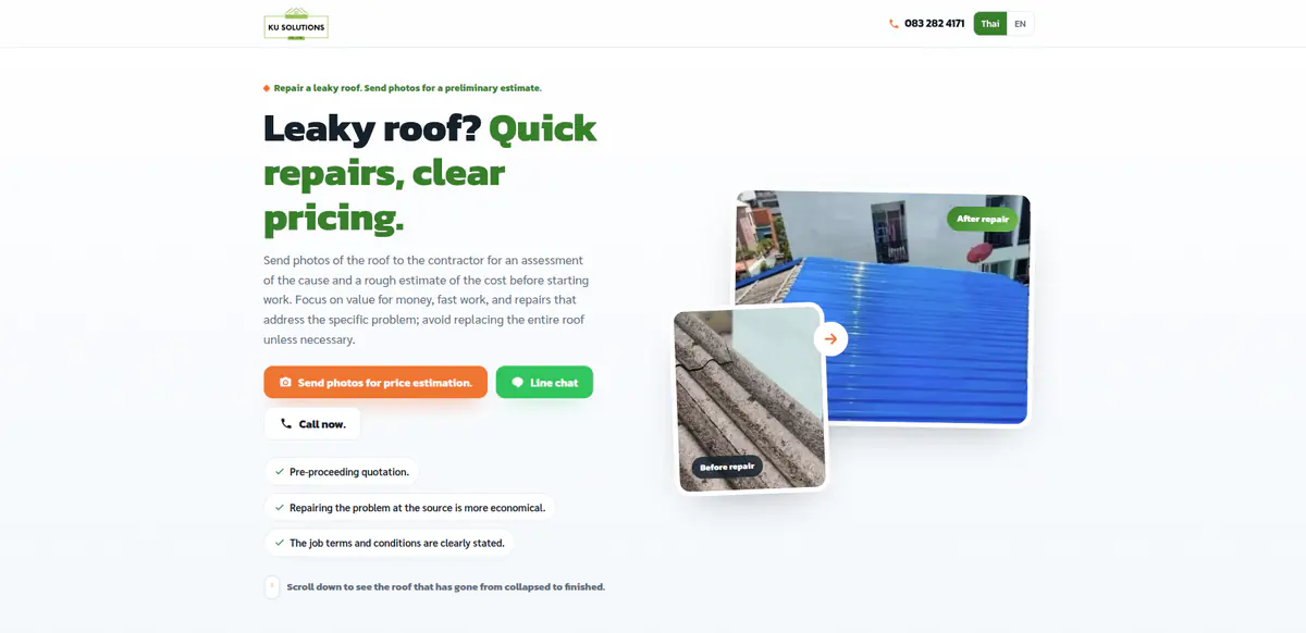 KuSolution Roof Landing Page project screenshot