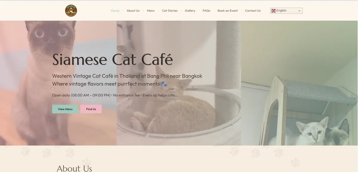 Siamese Cat Cafe website