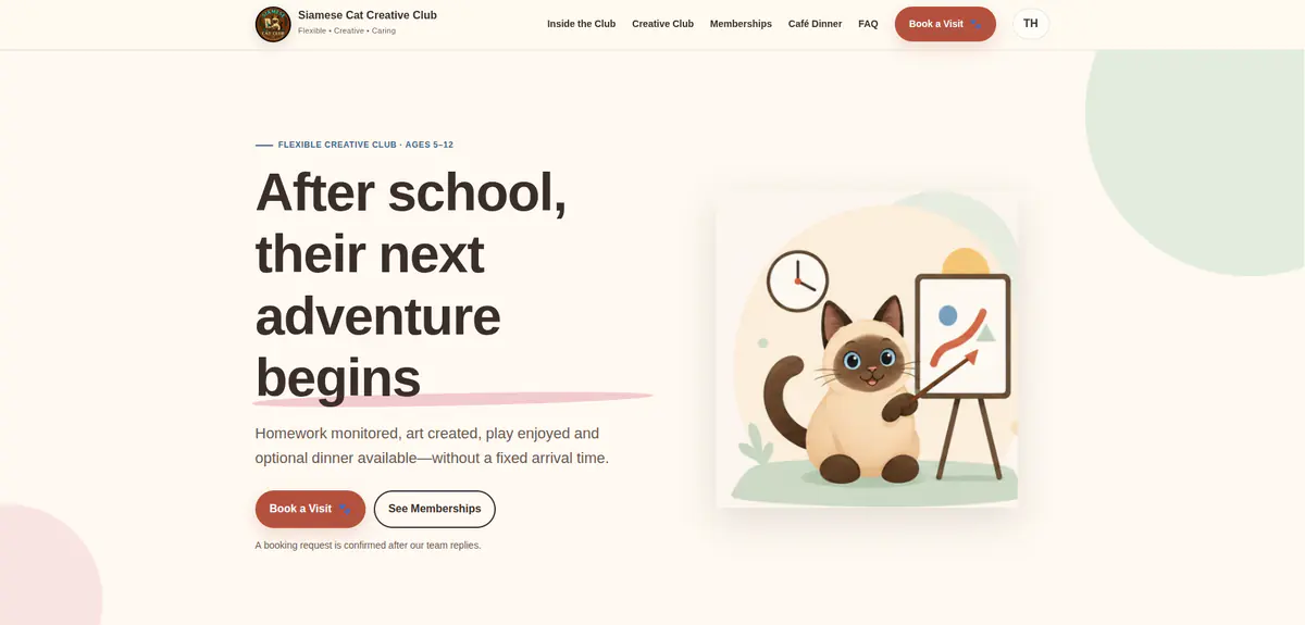 Siamese Cat Creative Club website