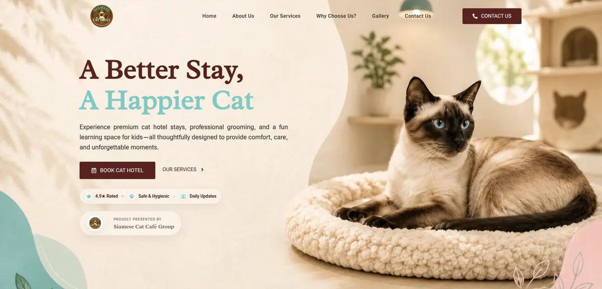 Siamese Cat Hotel website