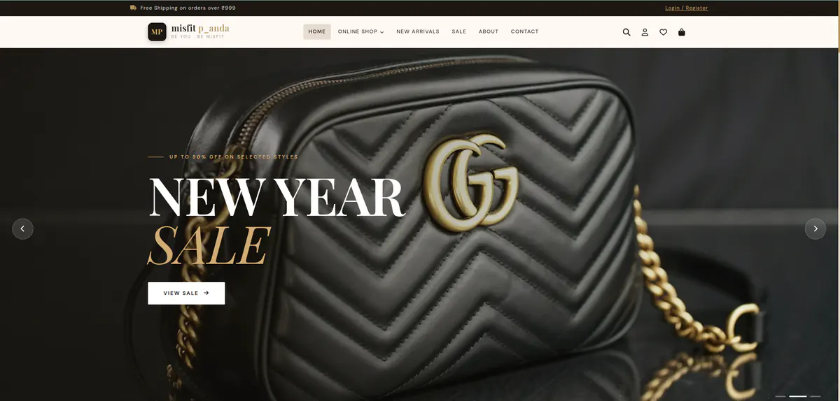 Misfit Ecommerce Site project screenshot
